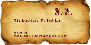 Mirkovics Miletta névjegykártya